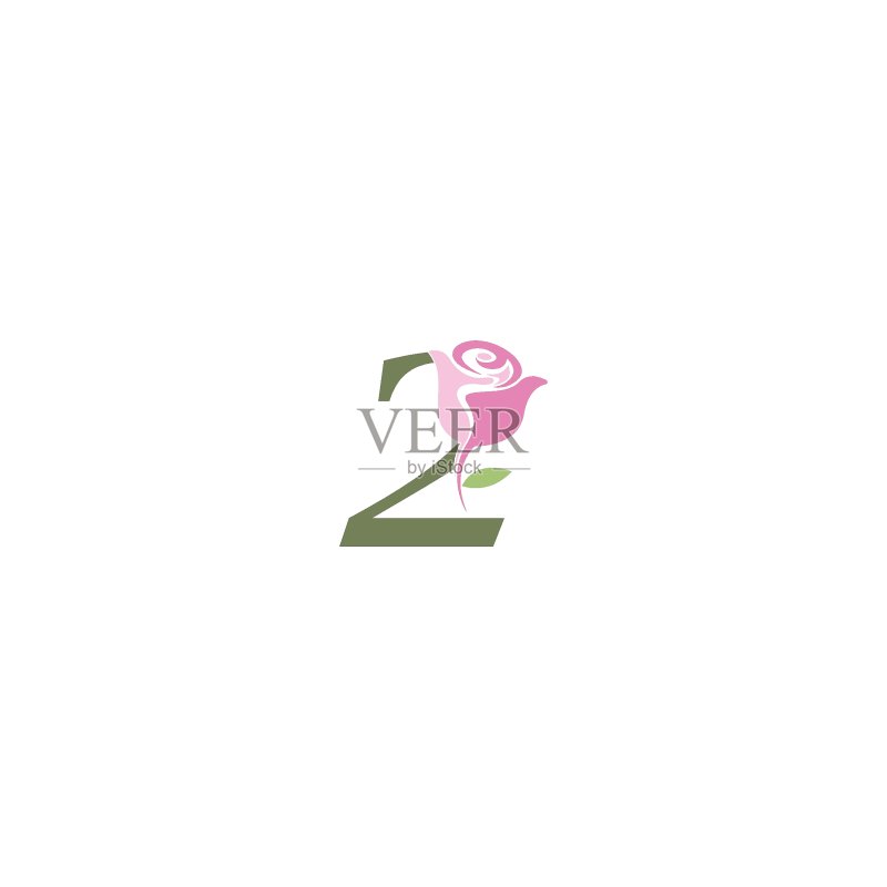 玫瑰图标Logo矢量模板数字2图标素材