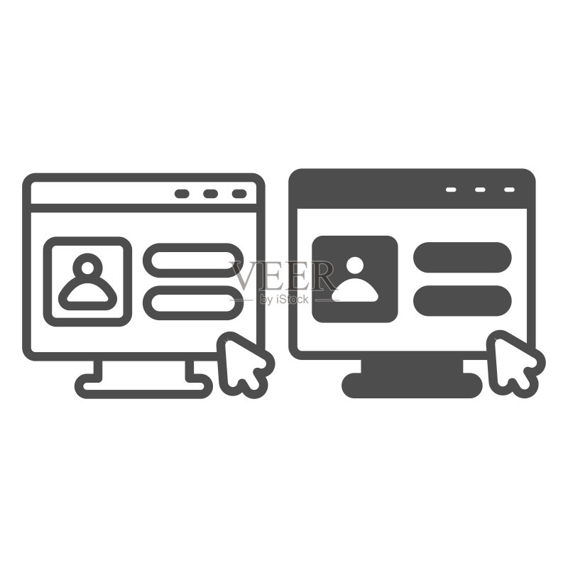用户授权窗口光标指针UI概念显示器图标素材