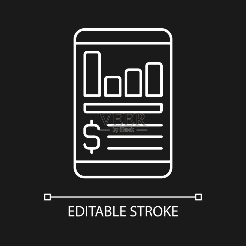 深色主题的白色线性费用跟踪器应用图标图标素材