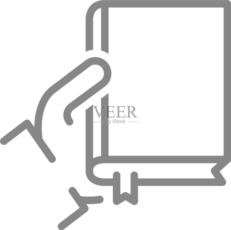 手持书本线条图标,显示新书图标素材