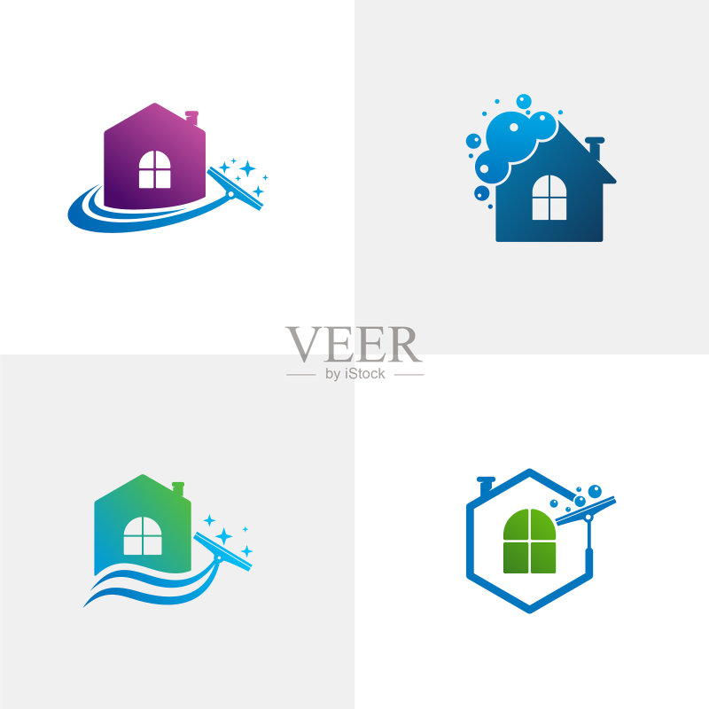 房屋清洁logo模板图标素材