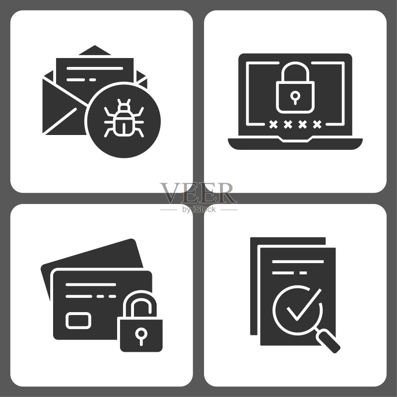 白色背景上的数字安全图标矢量图图标素材