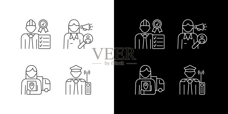 公司员工明暗模式线性图标集图标素材