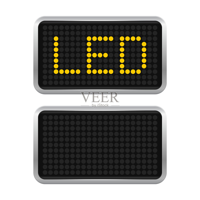 白色背景上的LED屏幕图标集图标素材