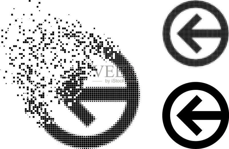 消散的半色调点状向左方向图标图标素材
