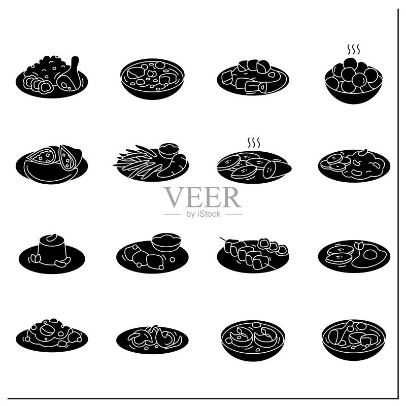 非裔加勒比食物标志符号集图标素材