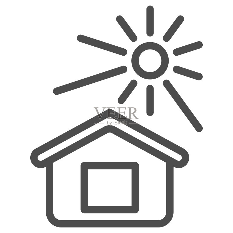 阳光照耀房屋线性图标图标素材