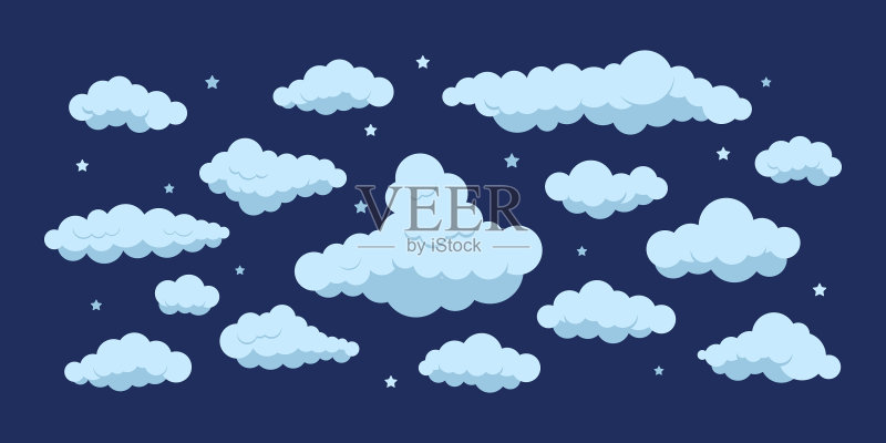 深色背景星星夜云图标合集图标素材