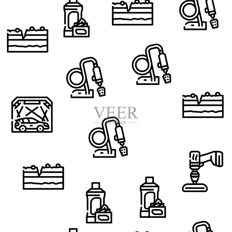 汽车抛光工具无缝图案图标素材