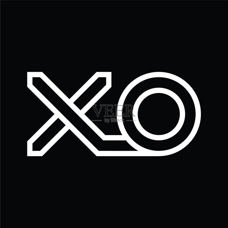 XO字母组合标志,线条负空间风格图标素材