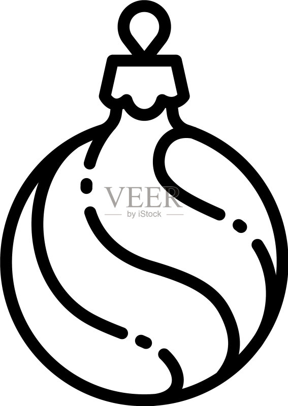 圣诞紫色球树玩具轮廓图标样式图标素材