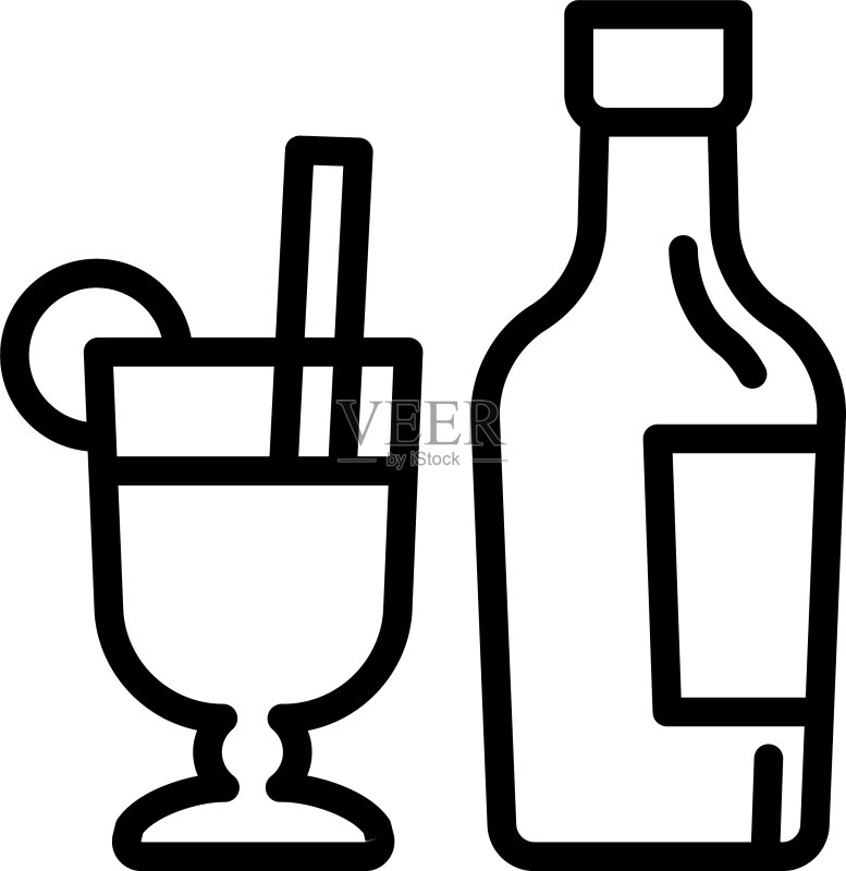 热红酒瓶图标轮廓样式图标素材