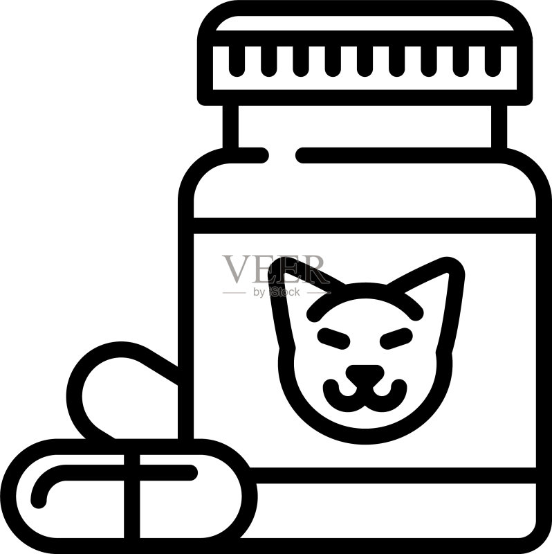 宠物药瓶图标轮廓样式图标素材