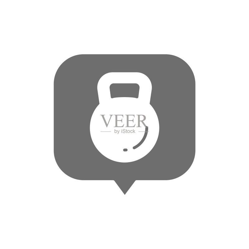 在语音气泡中表示重量的壶铃图标素材