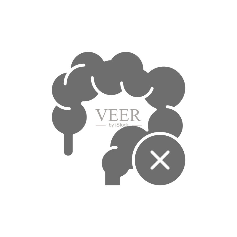 孤立的灰色不健康肠道结肠图标图标素材