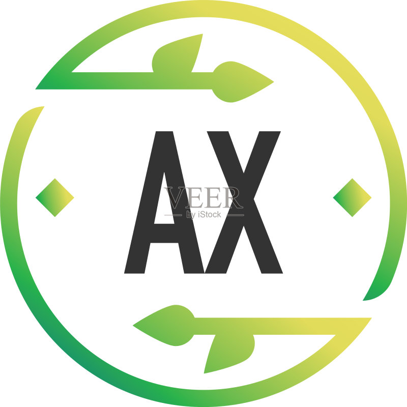 首字母AX自然logo设计模板图标素材