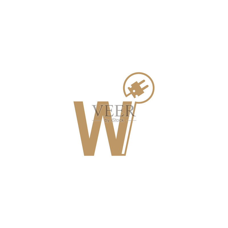 电源线组成字母W Logo图标模板图标素材
