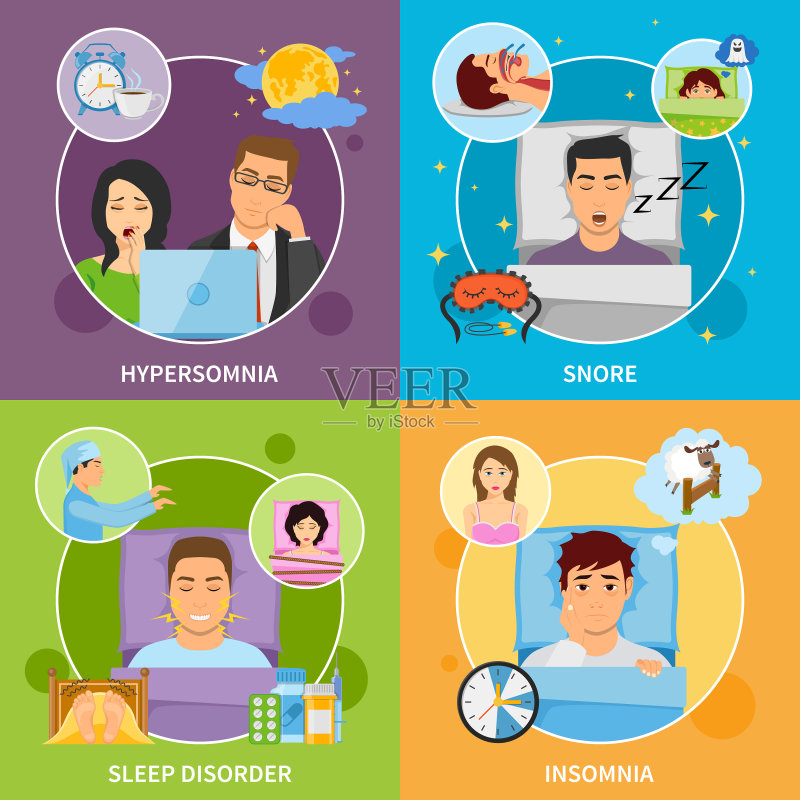 睡眠障碍组合图标素材