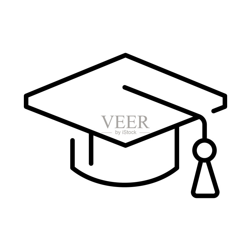 简约毕业帽图标轮廓线稿图标素材