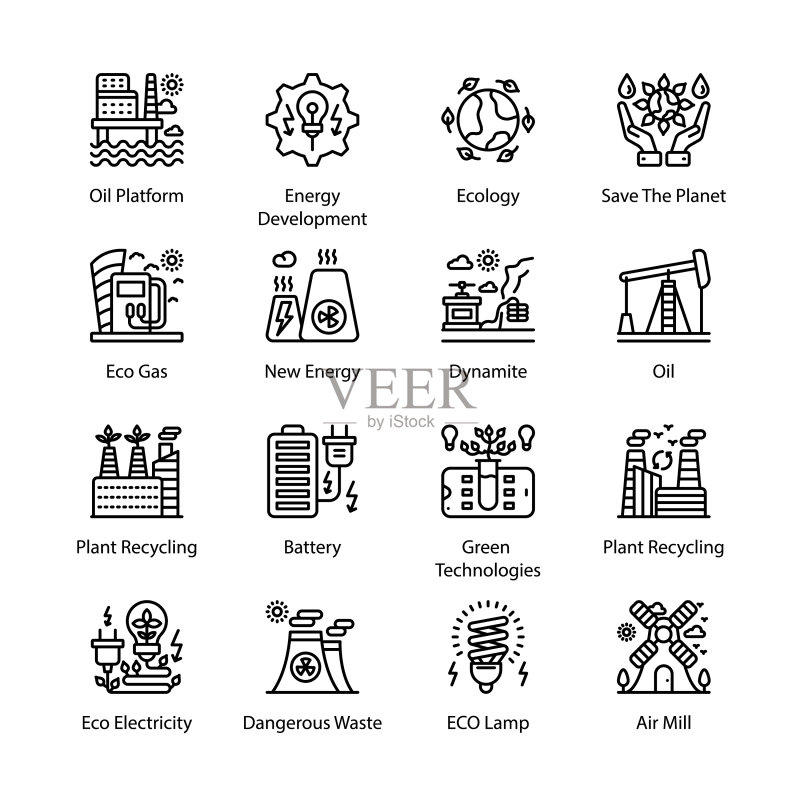 生态生物科技描边图标图标素材