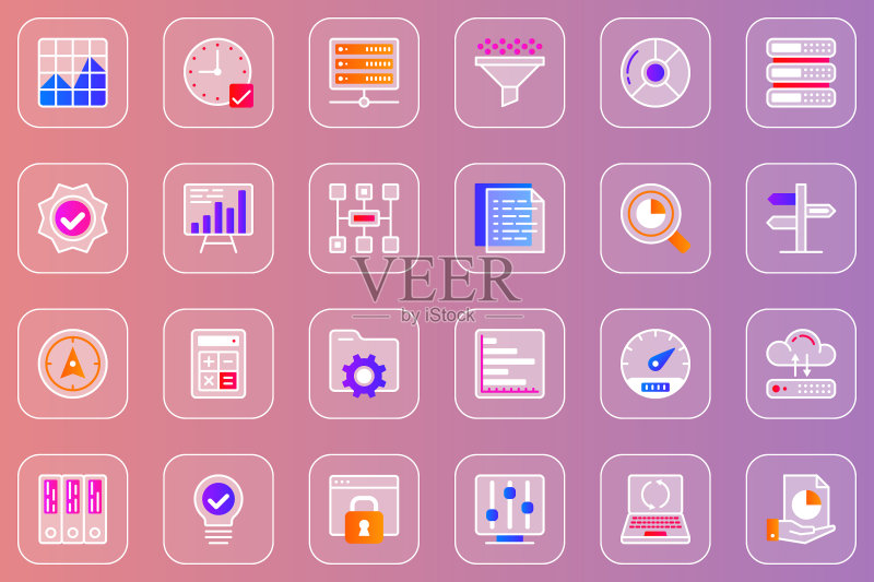 大数据分析Web玻璃拟态图标集图标素材