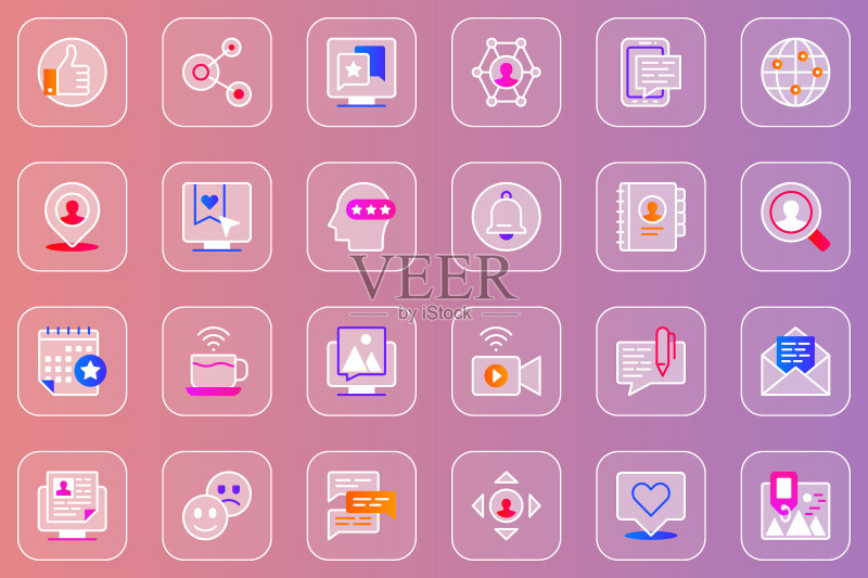 社交网络Web玻璃质感图标合集图标素材