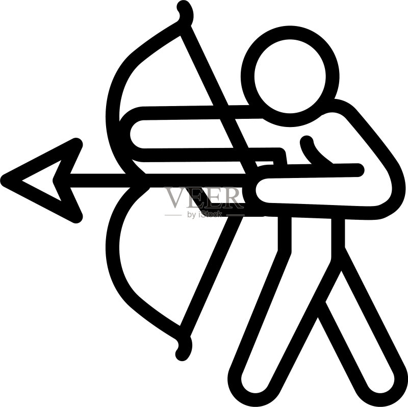 男子射箭轮廓图标图标素材
