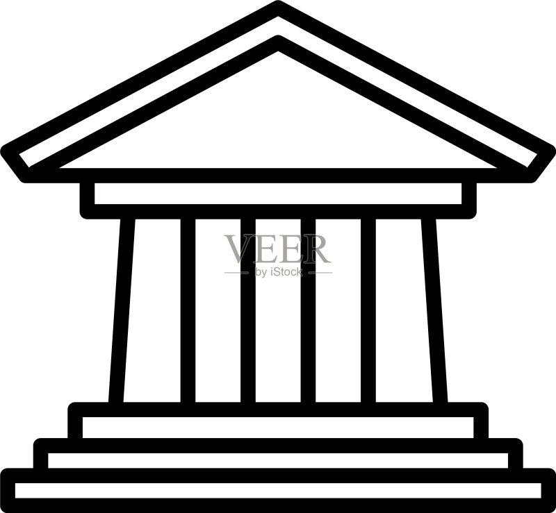 法院大楼法律轮廓图标样式图标素材