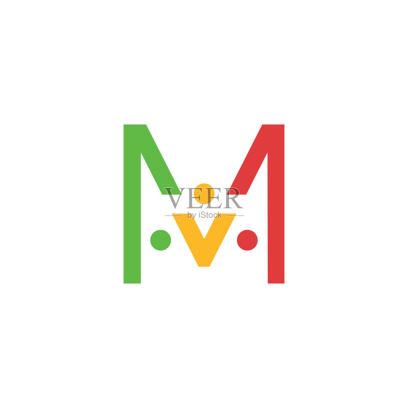 字母M人物团队家庭标志图标素材