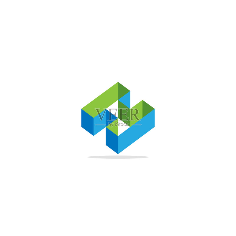 H字母立方体3D迷宫公司Logo图标素材