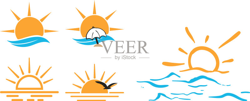 夏季海洋图标设计套装模板图标素材