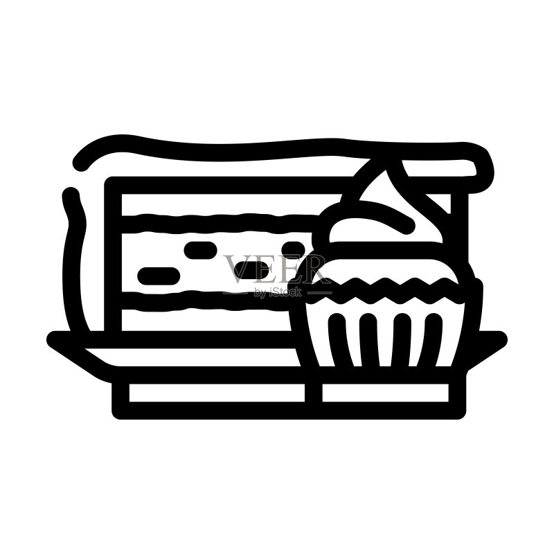 甜点部线条图标矢量图图标素材