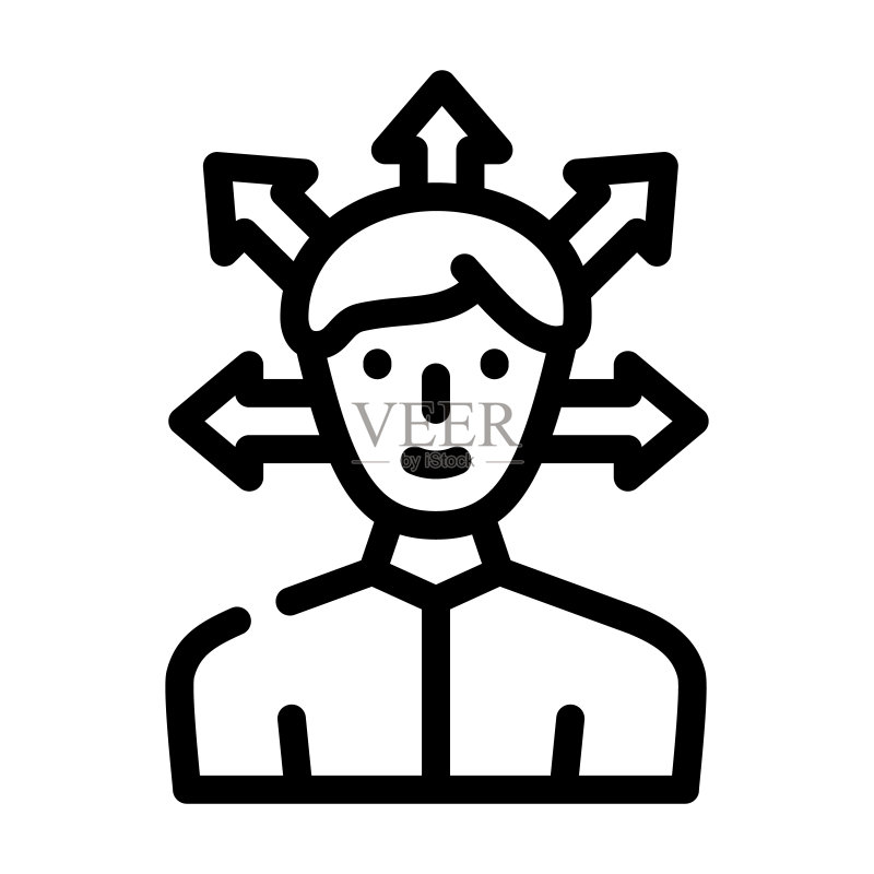 男人选择方向线条图标矢量插图图标素材