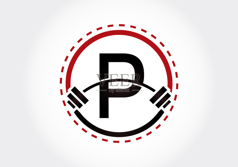 P字母哑铃健身标志图标素材