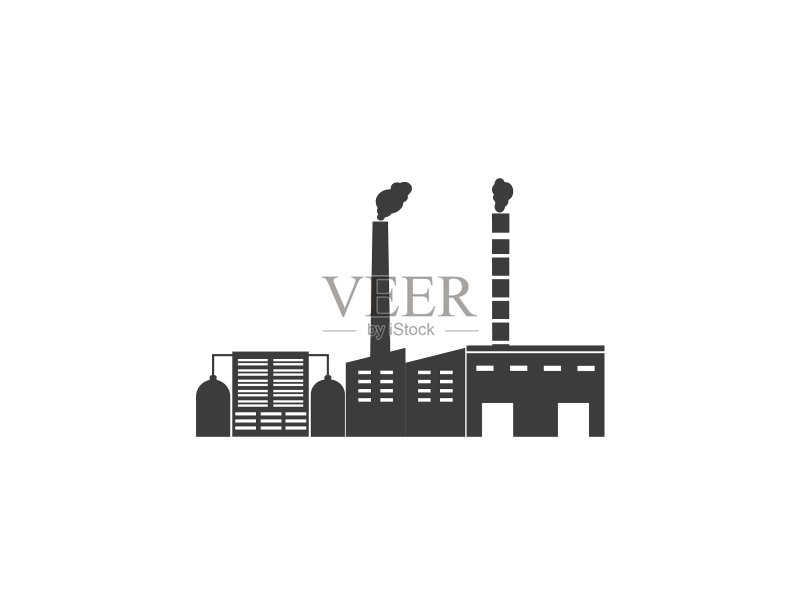 白色背景上的建筑工厂行业图标图标素材