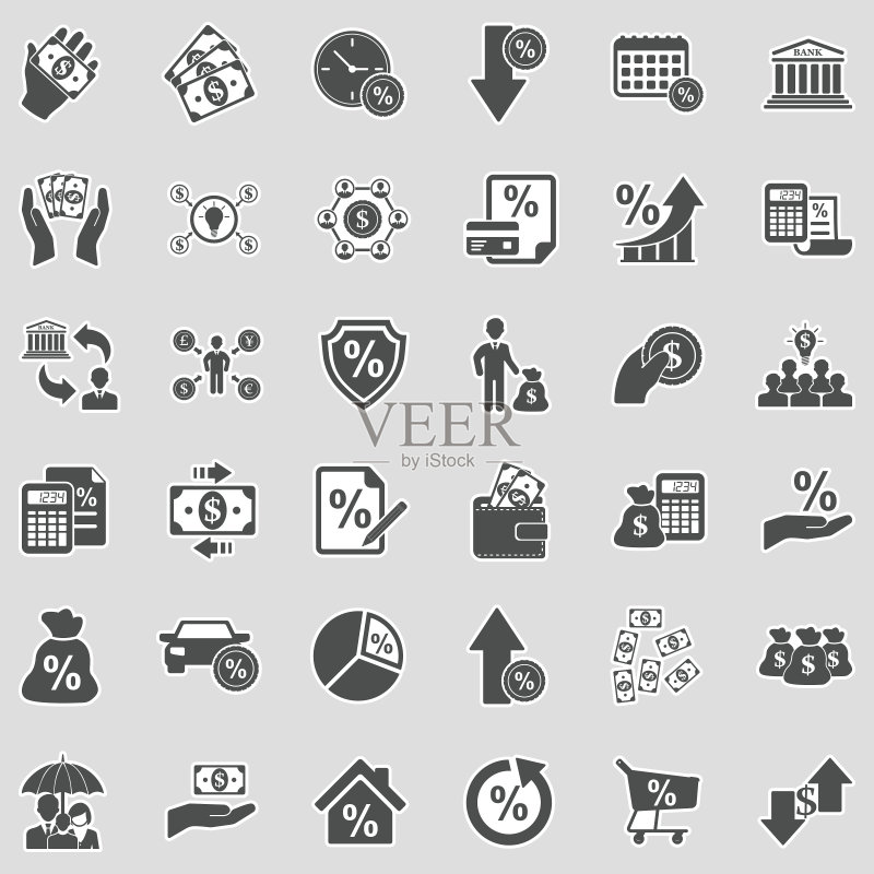 贷款图标贴纸设计矢量插画图标素材