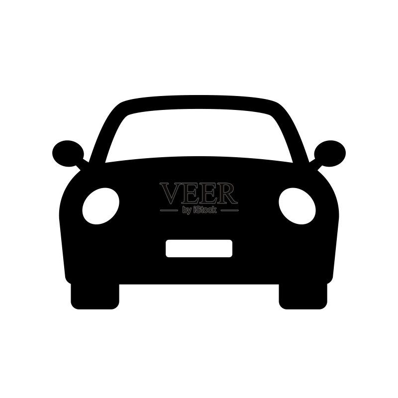 汽车图标:轿车、车辆交通工具正面图图标素材