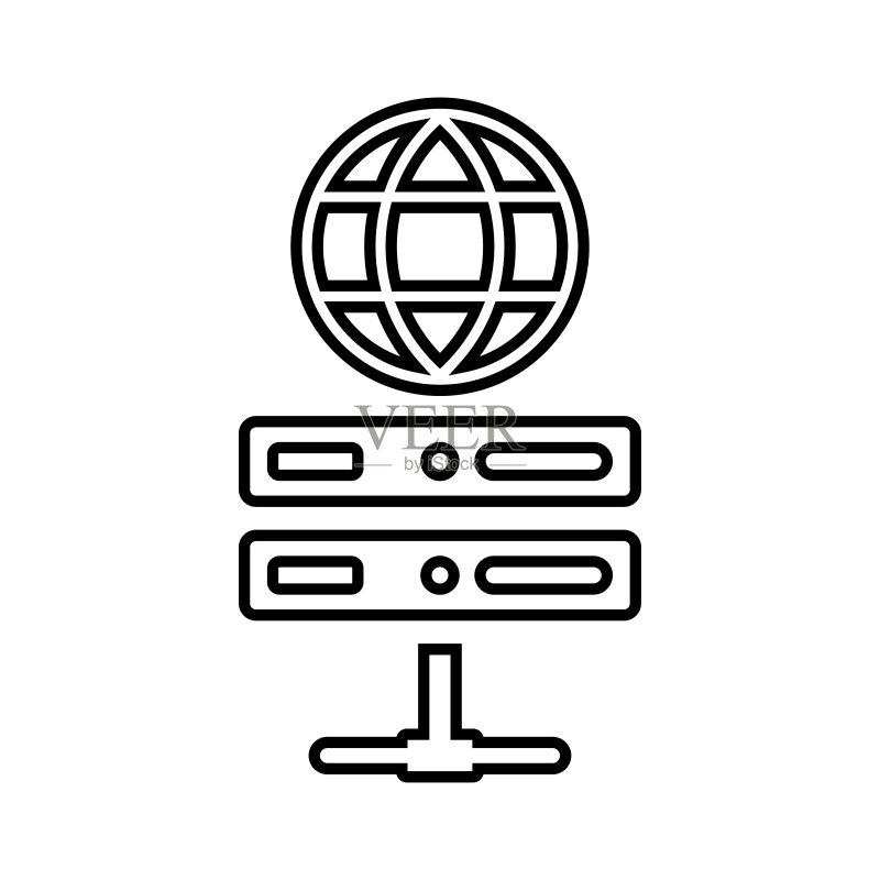 虚拟主机国际轮廓图标线性艺术矢量图图标素材