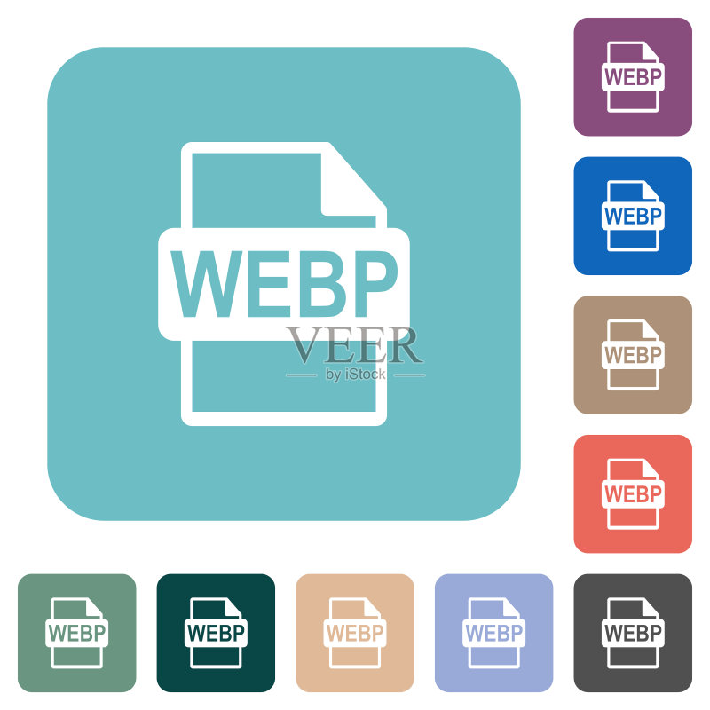 WEBP文件格式圆角方形扁平图标图标素材