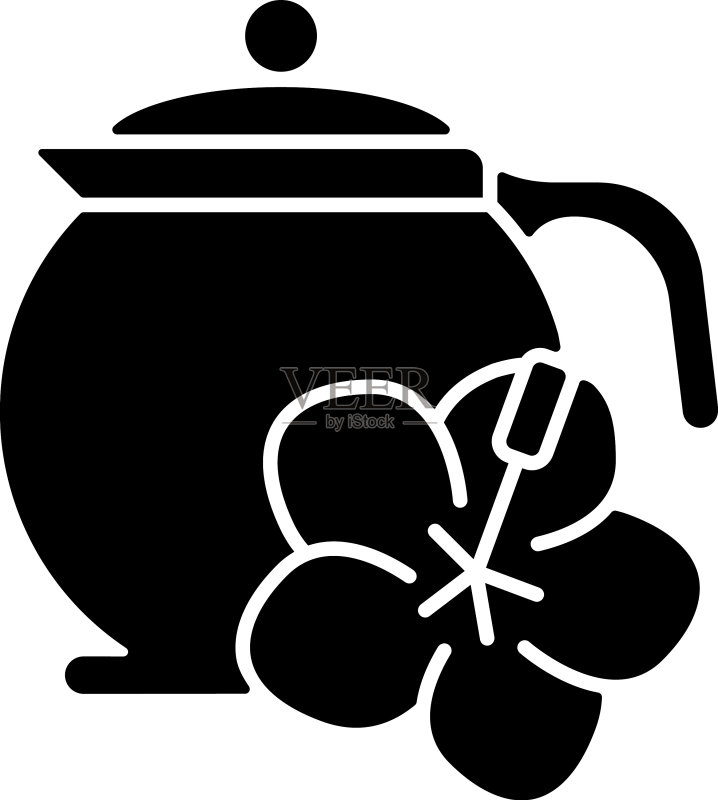 洛神花茶黑色图标图标素材
