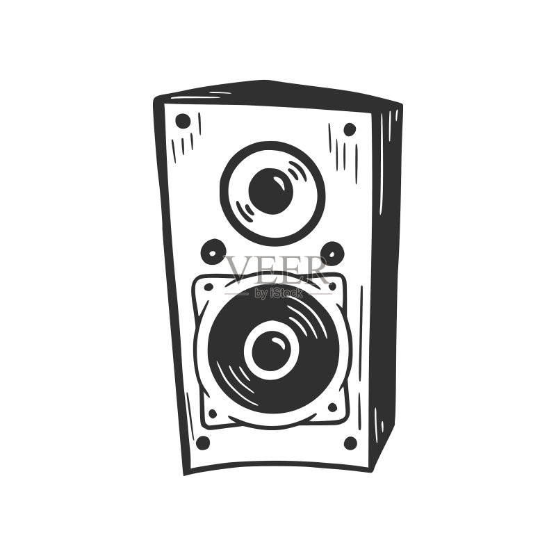 手绘音乐扬声器图标素材