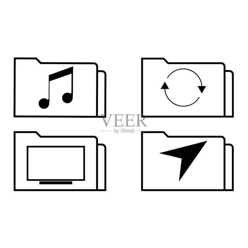 带有音符符号的文件夹电视旋转图标图标素材