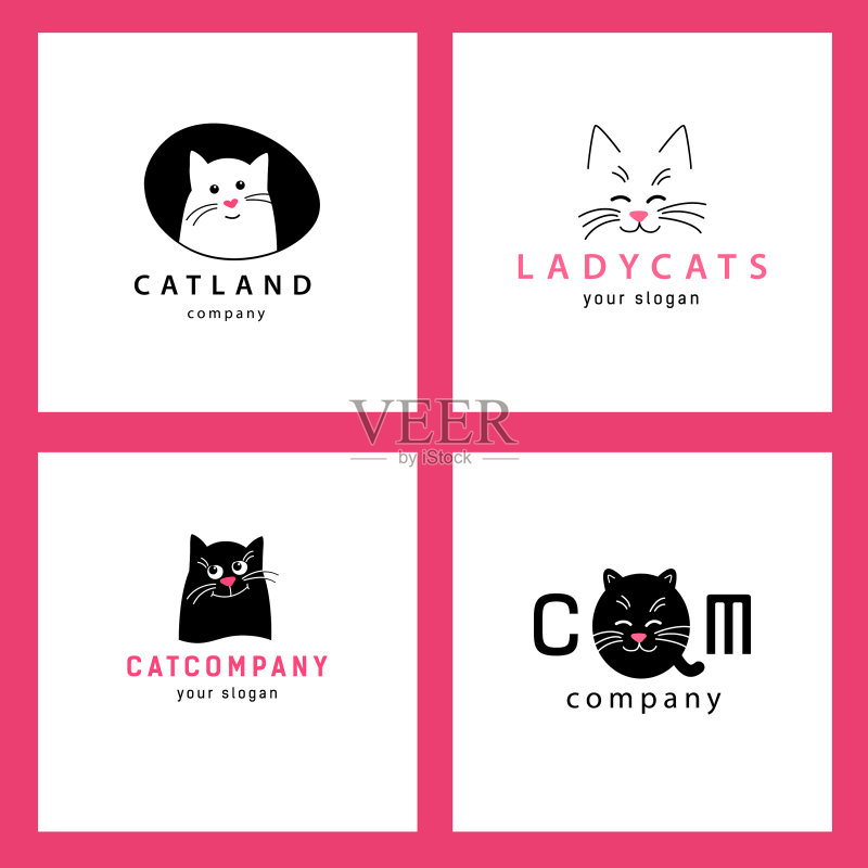 黑色猫咪公司Logo图标素材