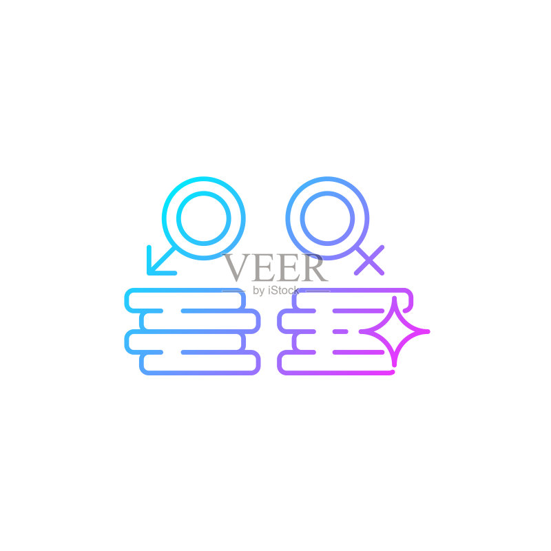 工作场所性别平等渐变线性矢量图标图标素材