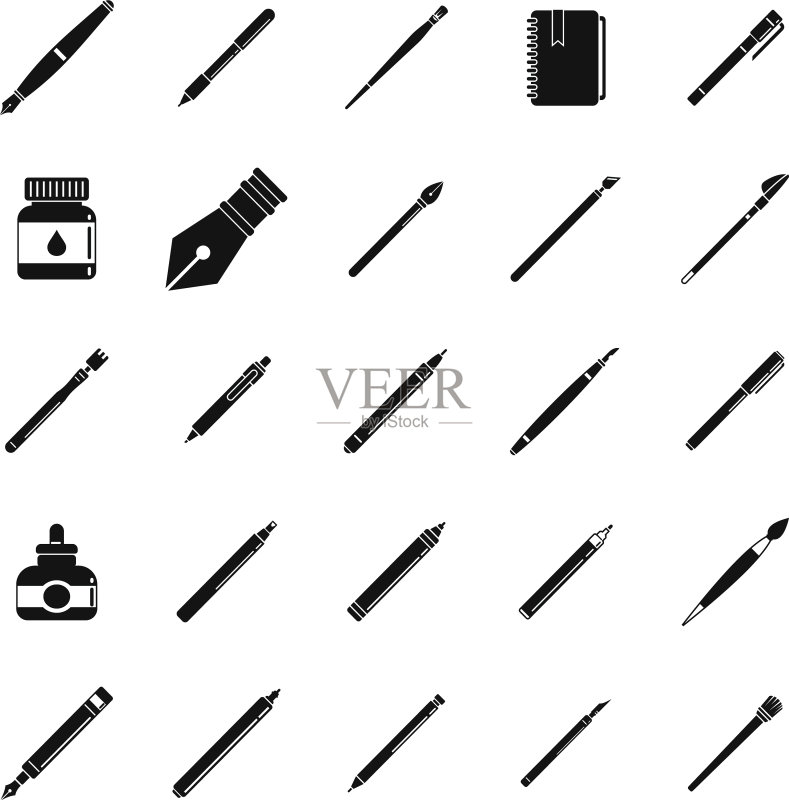 书法工具图标简约绘画图标素材