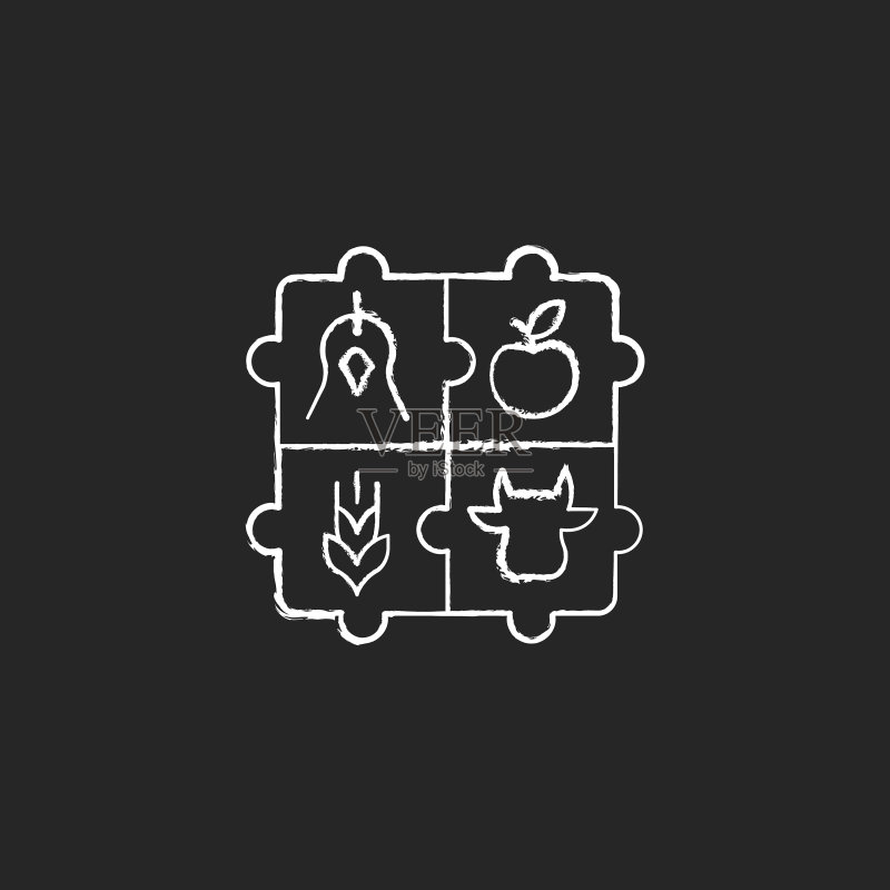 农业合作社粉笔白色图标(深色背景)图标素材