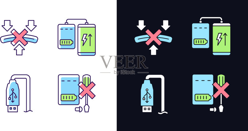 移动电源的正确使用方法RGB主题图标素材