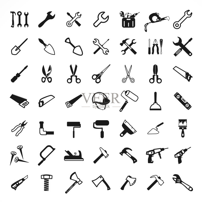 含锤子的维修工具图标集图标素材