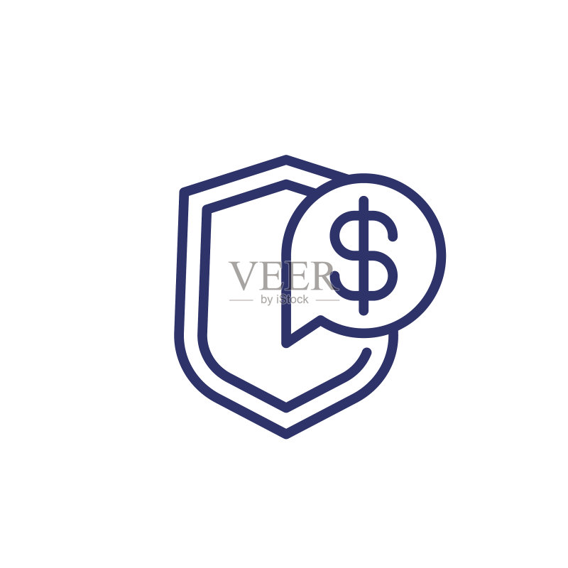 白色背景上的保险金线条图标图标素材