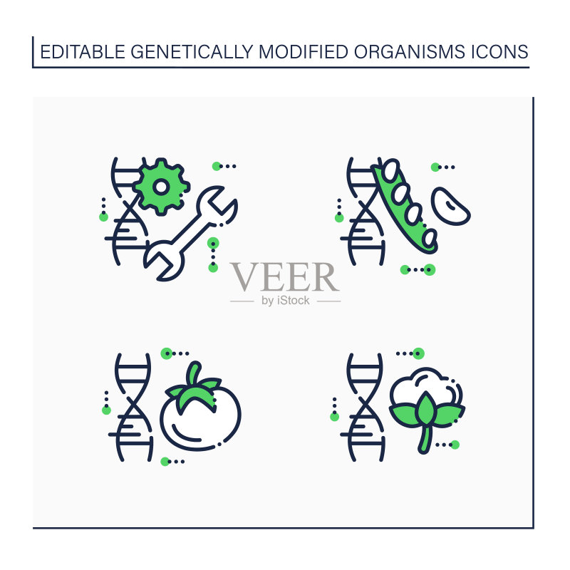 转基因生物线性图标集图标素材